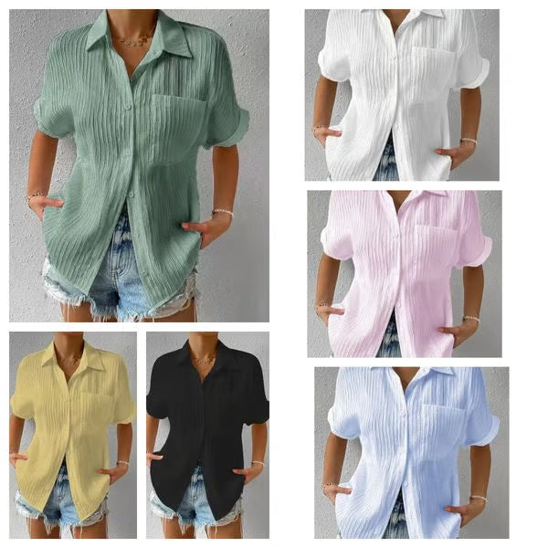 Céline — Bluse mit Hemdkragen und Knopfleiste in lockerer Passform