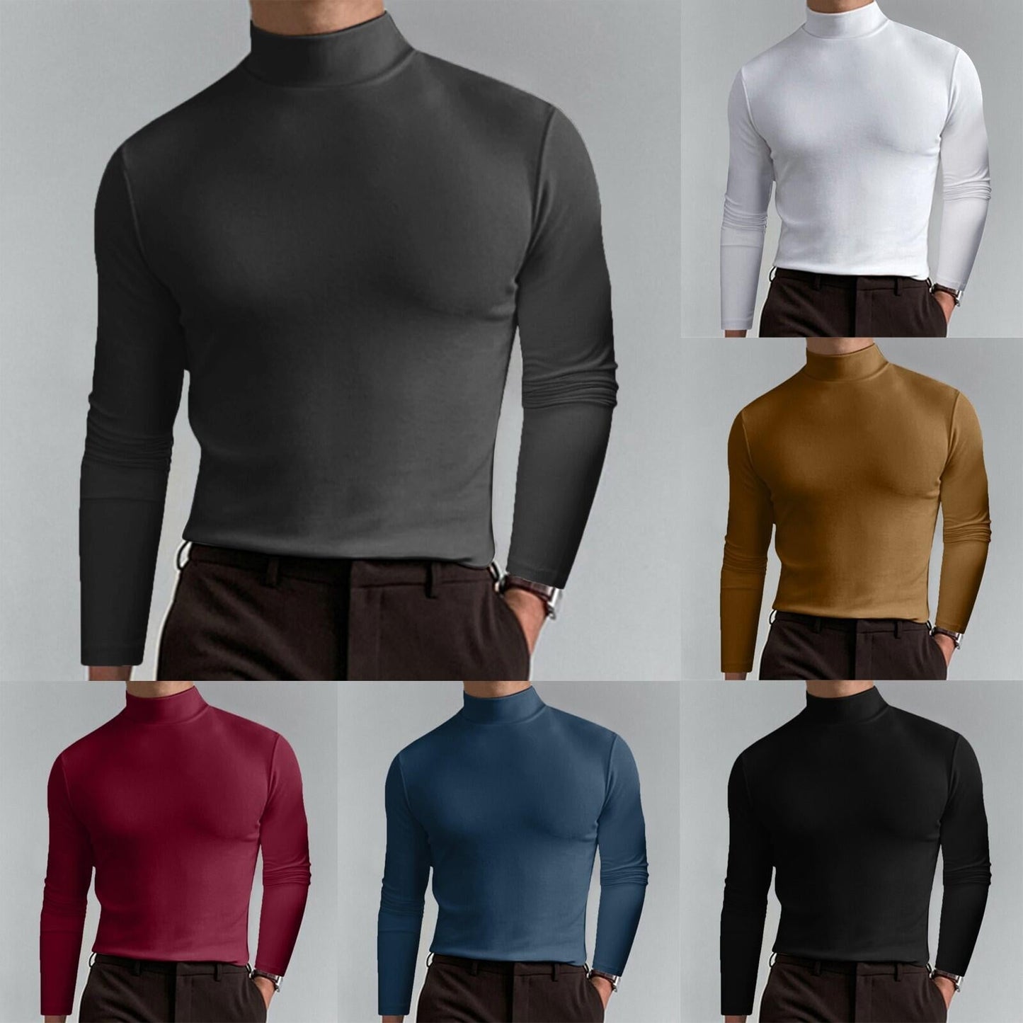 Marden — Hochkragen Slim-Fit Langarm-T-Shirt