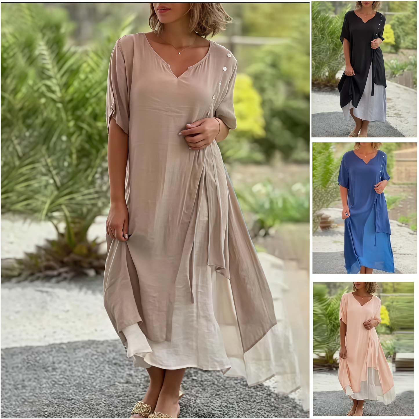 Aveline — V-Ausschnitt Maxikleid