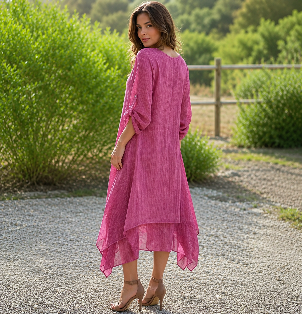 Murelle — Lockeres Midi-Kleid mit Rundhalsausschnitt