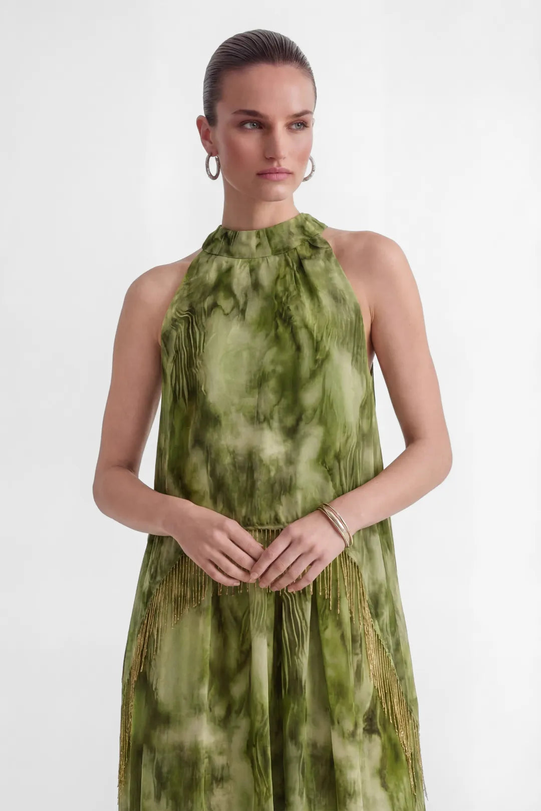 Verdène — Maxikleid mit Neckholder und Fransen