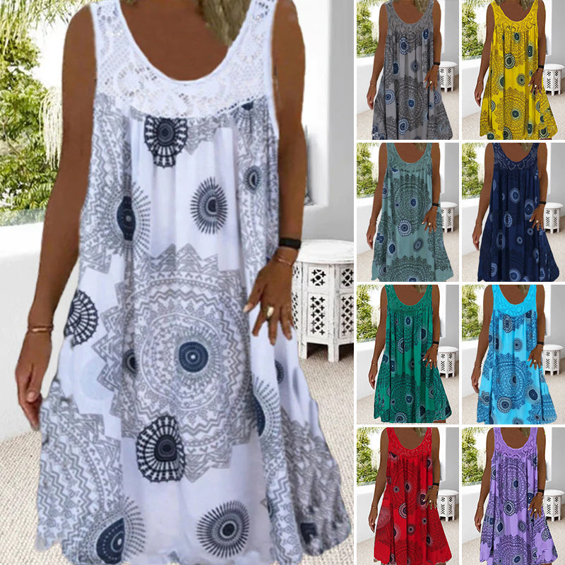 Isolde — Bedrucktes Ärmelloses Sommerkleid