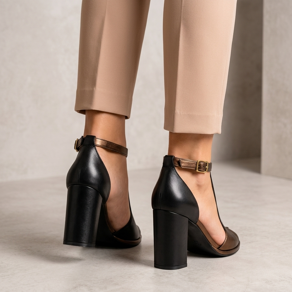 Kenzira — Riemchen-Sandalette mit Blockabsatz in Nude