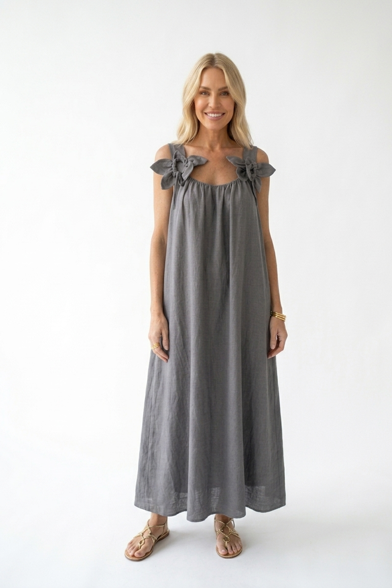 Riri — Damen Floral U-Ausschnitt Maxikleid