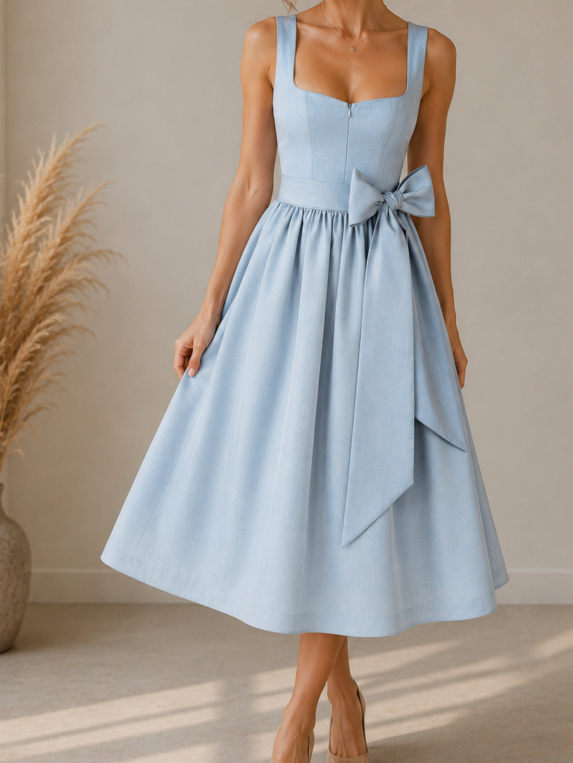 Lena Dirndl — Blau Herz-Ausschnitt Mini