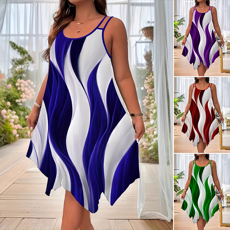 Marveena — Farbblock-Midi-Kleid mit doppelten Trägern