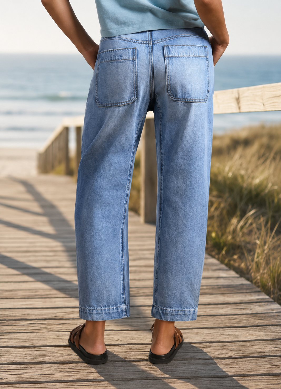 Vaudreau — Vintage-Waschung Verkürzte Jeans