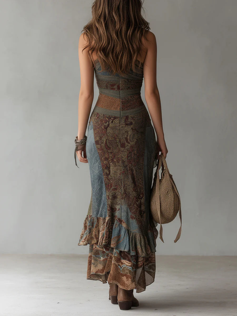 Zaya — Asymmetrisches Maxikleid im Ethno-Print