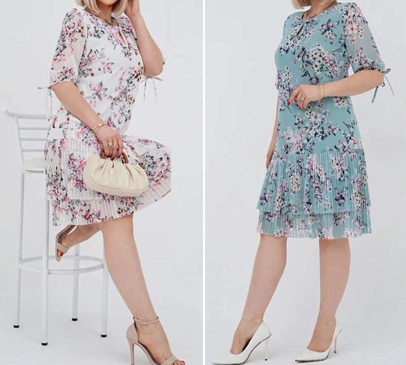 Vivalise — Plissiertes Elegantes Kleid mit Langen Ärmeln