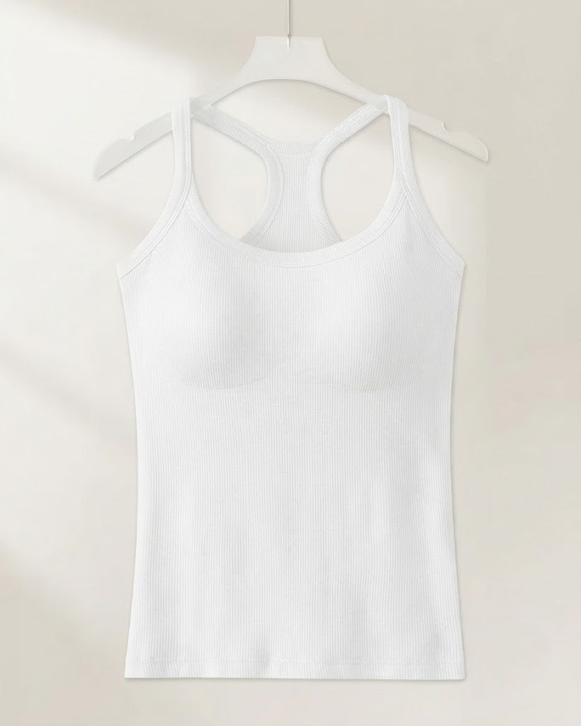 Shaine — Geripptes Unifarbenes Top mit eingebautem BH