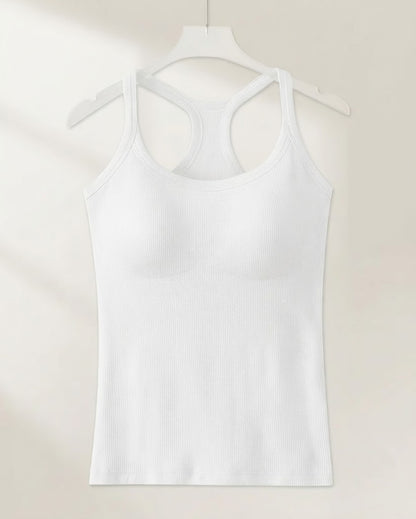 Shaine — Geripptes Unifarbenes Top mit eingebautem BH