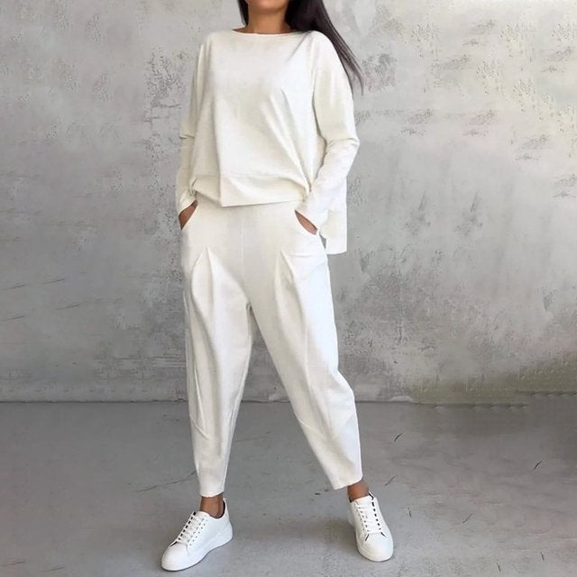 Cotonné — Asymmetrisches Sweatshirt- und Hosen-Set aus Baumwolle