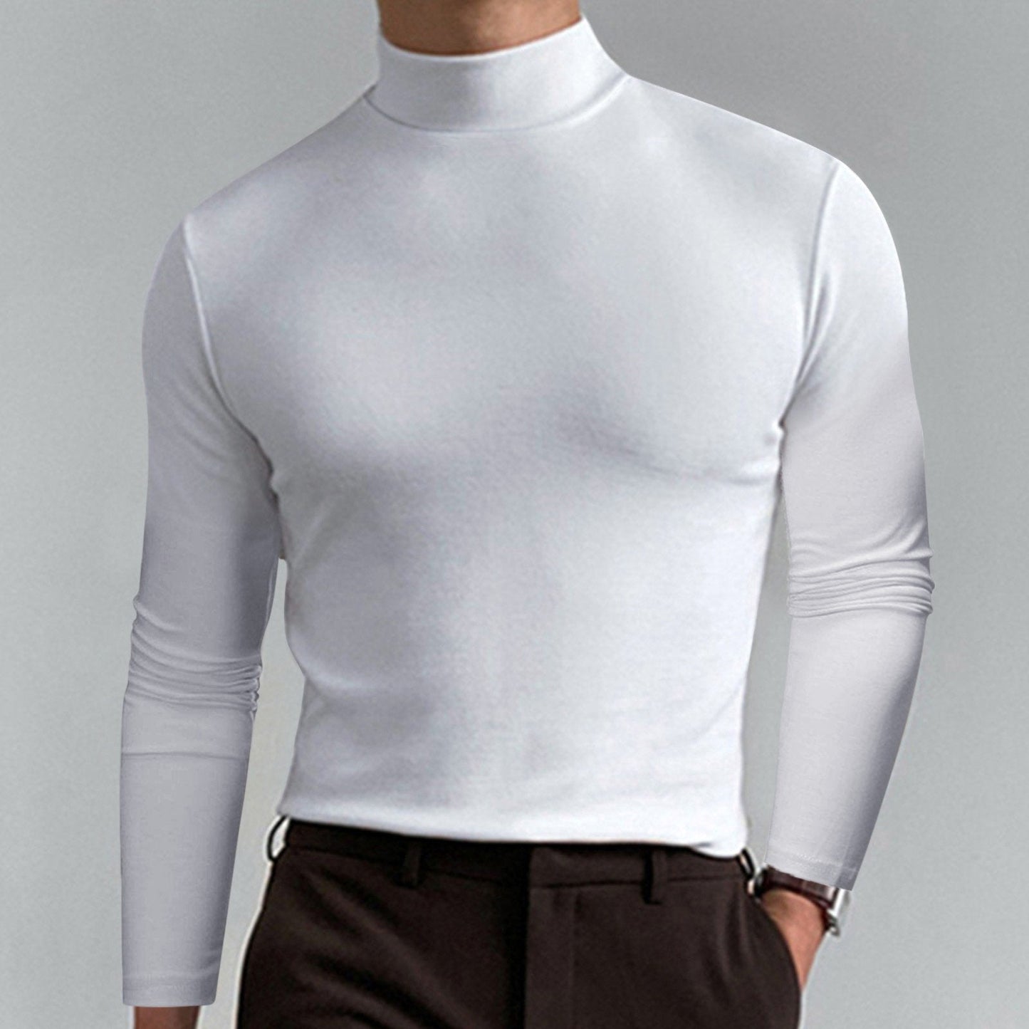 Marden — Hochkragen Slim-Fit Langarm-T-Shirt