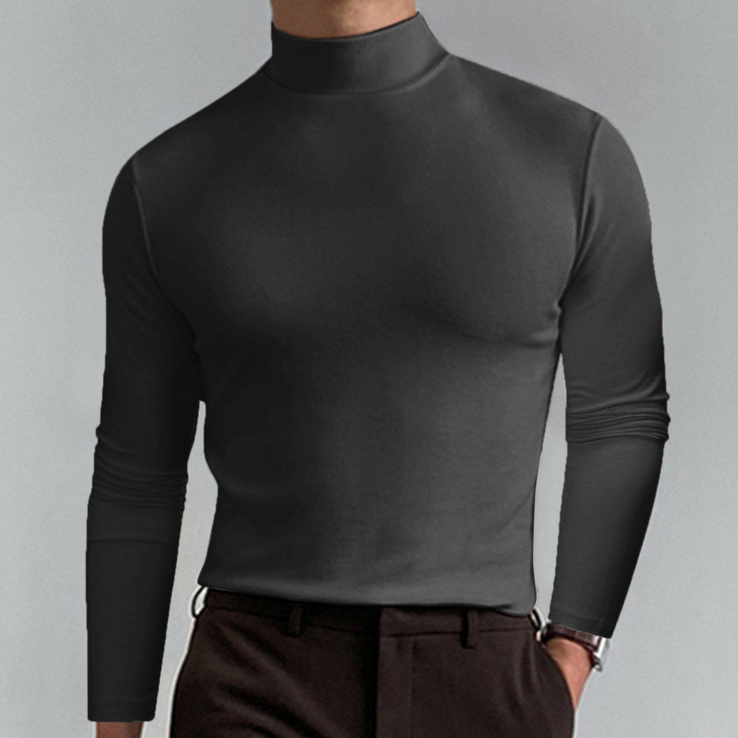 Marden — Hochkragen Slim-Fit Langarm-T-Shirt
