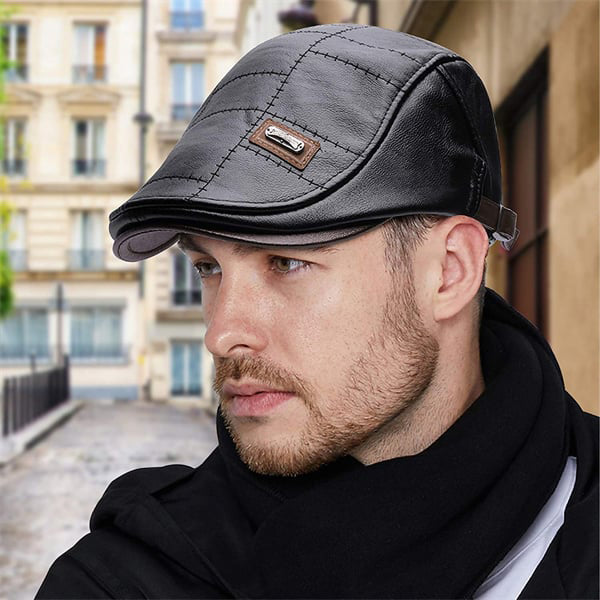 Maison — Leder Newsboy Flachkappe