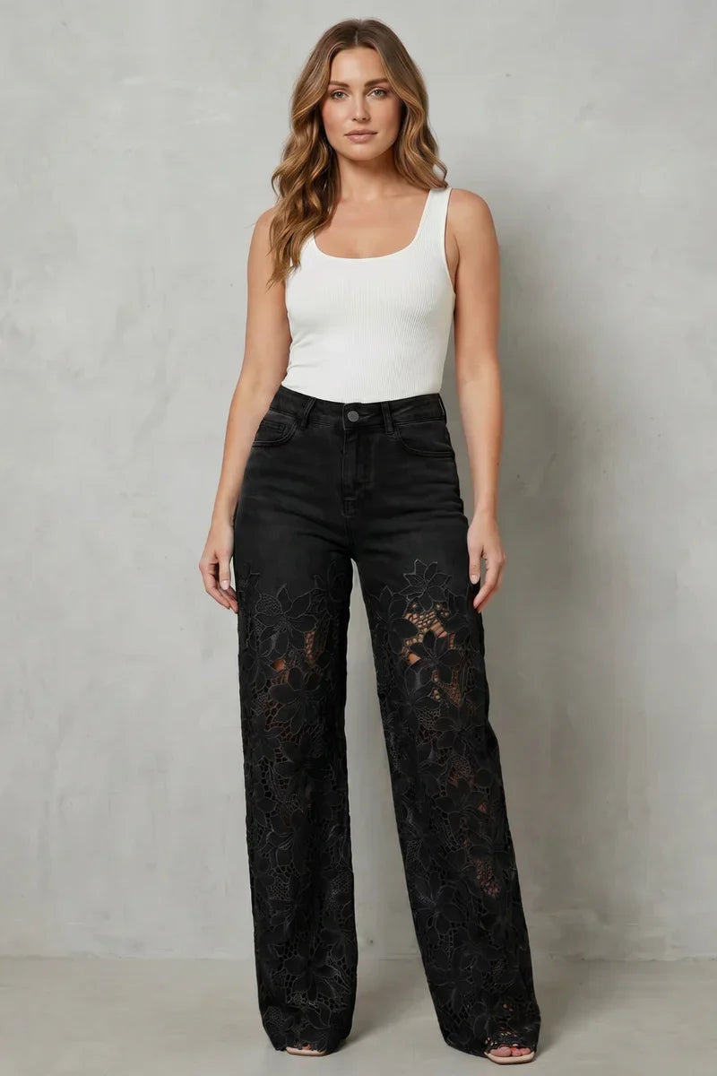 Dentelle — Spitzen-Patchwork-Stretch-Jeans