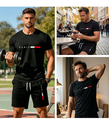 Luxven — Druck T-Shirt & Shorts Passendes Zweiteiliges Set