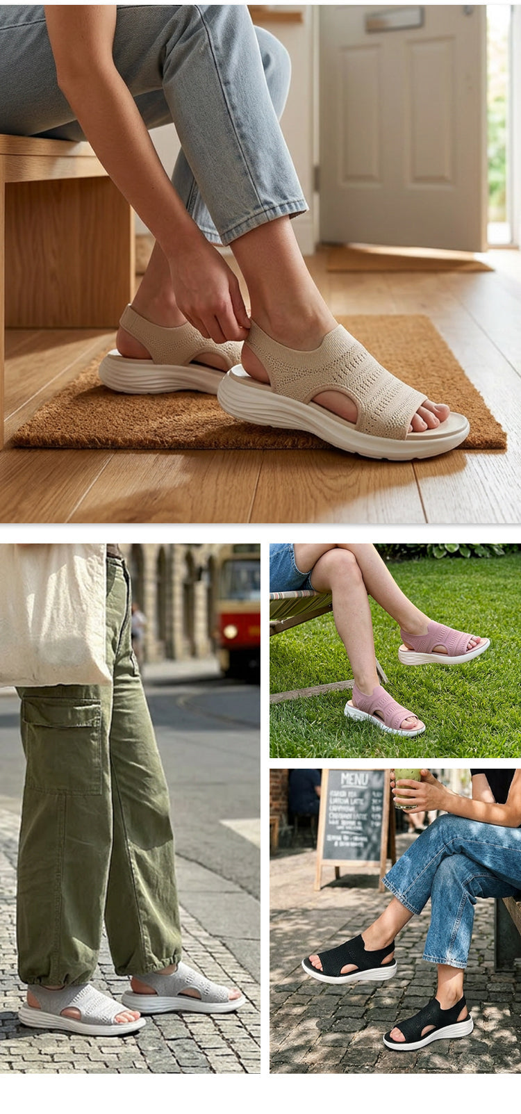 Maren — Atmungsaktive Strick-Plattform-Sandalen