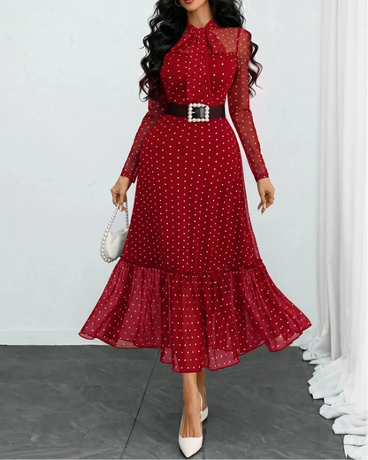 Verlanne — Midi-Kleid mit Polka-Dots und Bindekragen