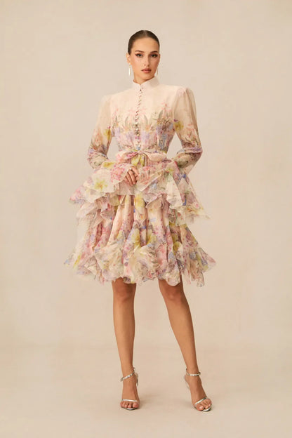 Lana — Floral Print Flared Mini Dress