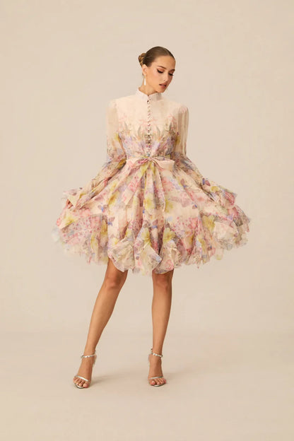 Lana — Floral Print Flared Mini Dress