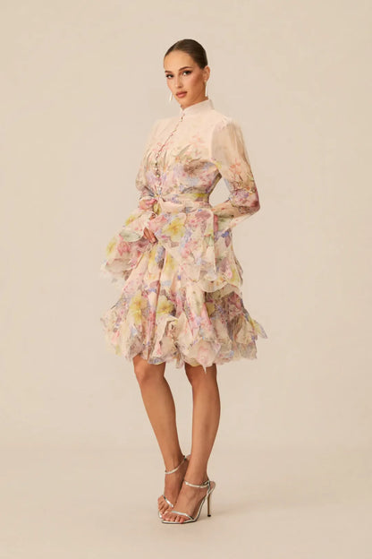 Lana — Floral Print Flared Mini Dress