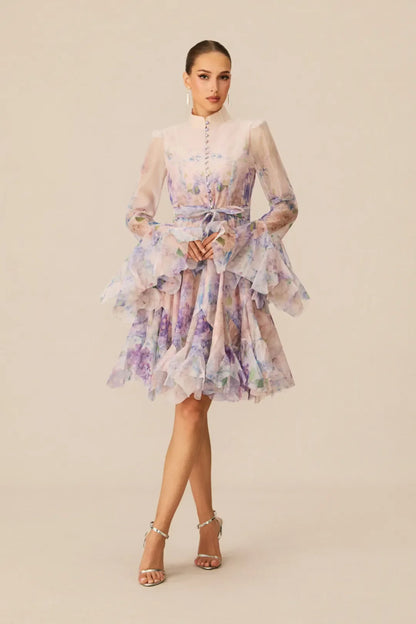 Lana — Floral Print Flared Mini Dress