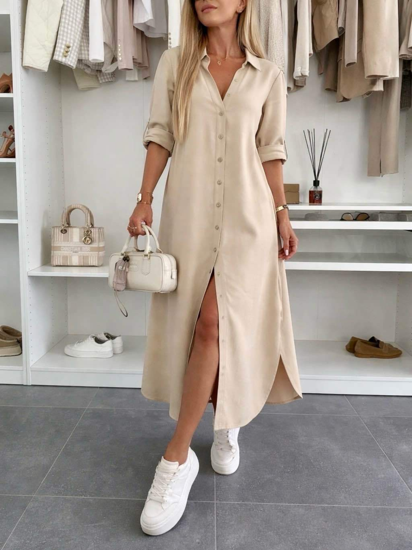 Odalys — Übergroßes Hemdblusenkleid aus Baumwollmischung
