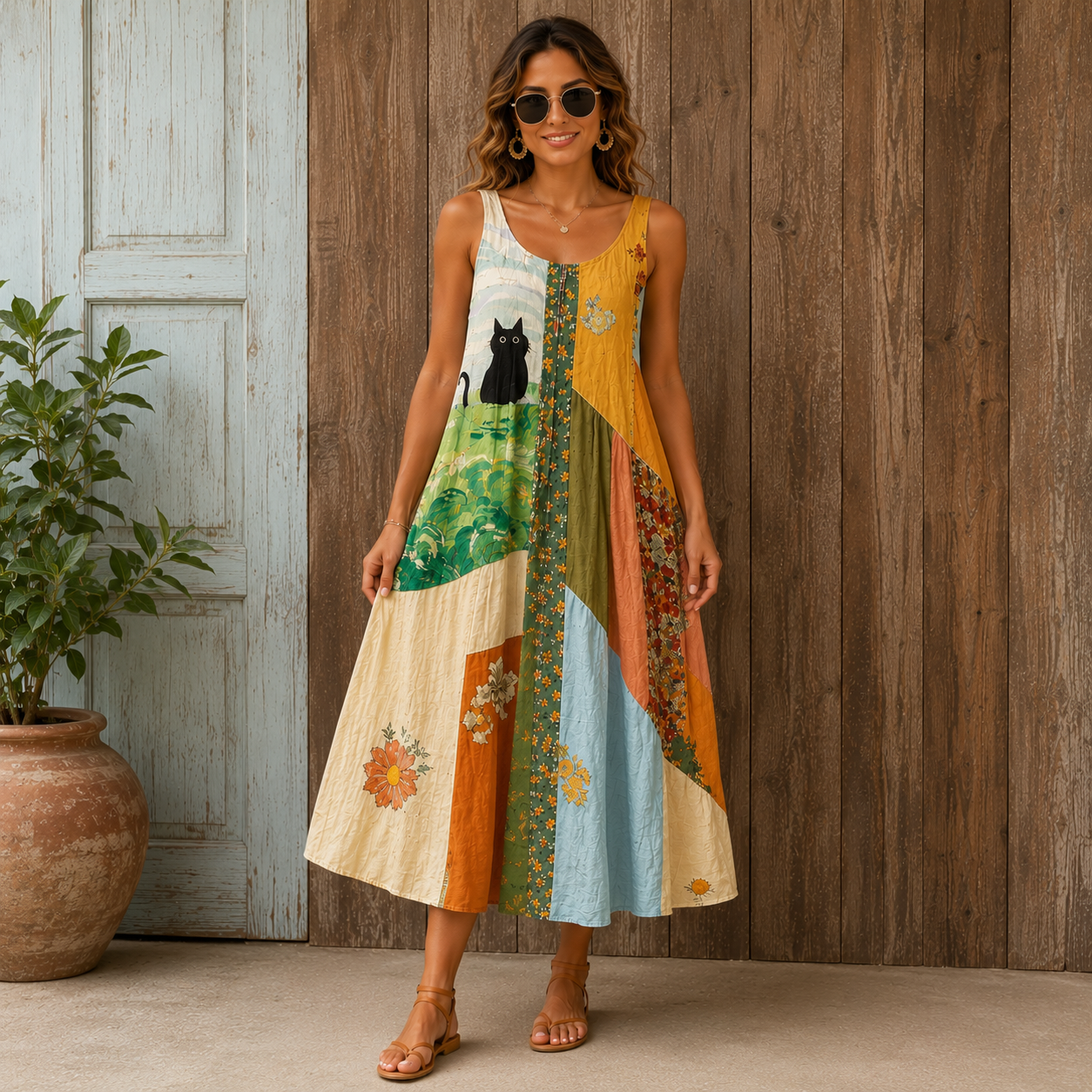 Belle — Vintage Blumenkleid mit V-Ausschnitt