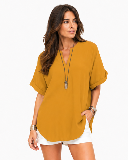 Shania — Lockere Bluse in Unifarbe, Casual-Stil