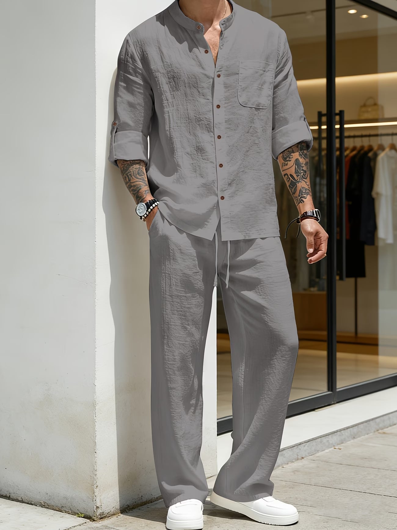 Linènce — Leinenmischung Hemd & Hose Zwei-Teile Set