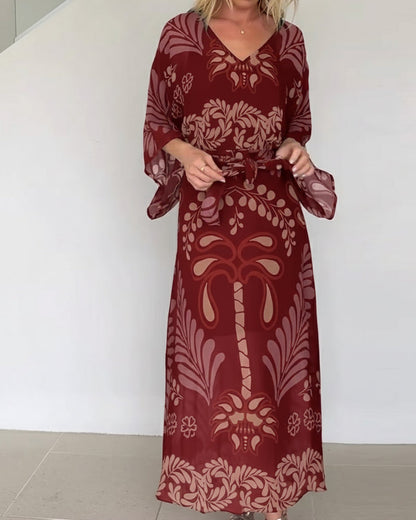 Erika — Boho-Kleid mit V-Ausschnitt, lockere Passform