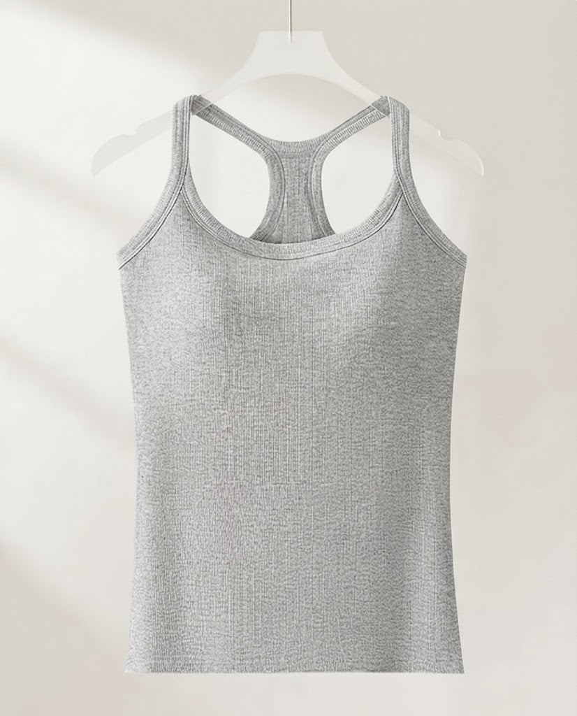 Shaine — Geripptes Unifarbenes Top mit eingebautem BH