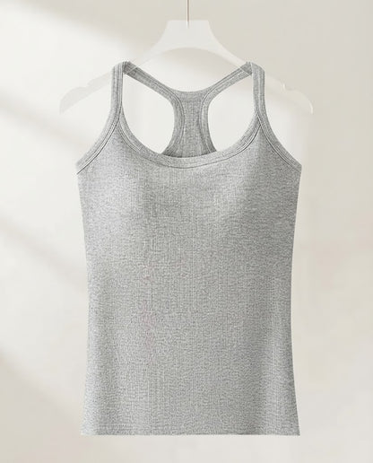 Shaine — Geripptes Unifarbenes Top mit eingebautem BH