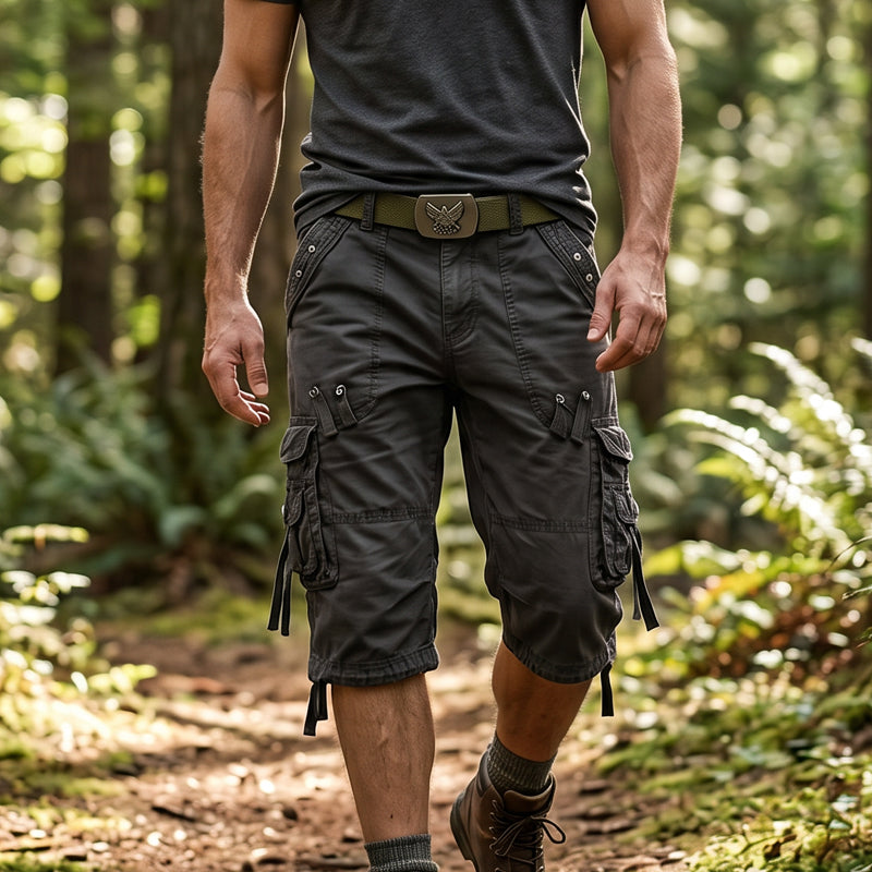 Kastellan — Mehrfach-Taschen Baumwoll-Mix Cargo Shorts