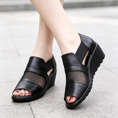 Adélise — Weiche Leder-Plateausandalen