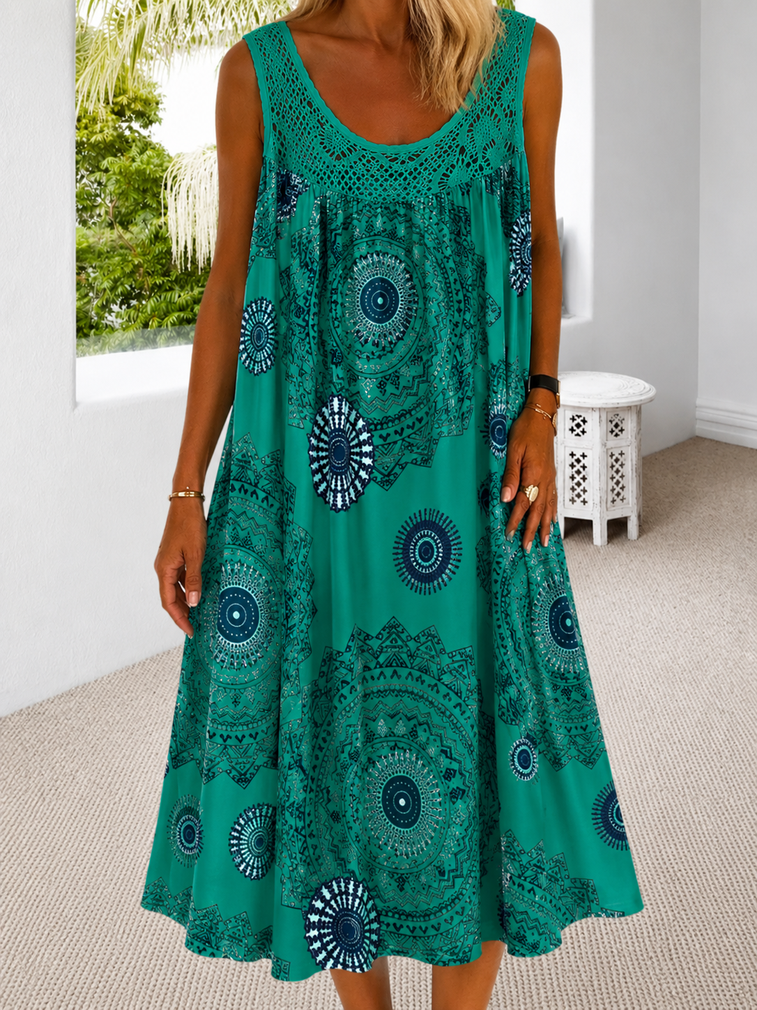 Isolde — Bedrucktes Ärmelloses Sommerkleid