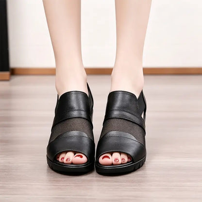 Adélise — Weiche Leder-Plateausandalen
