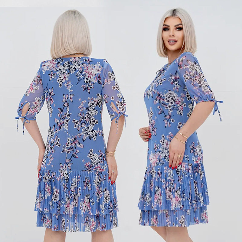 Vivalise — Plissiertes Elegantes Kleid mit Langen Ärmeln