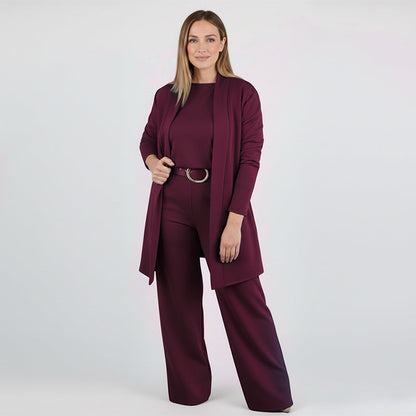 Teressa — Langer Cardigan 3-Teiliges Set