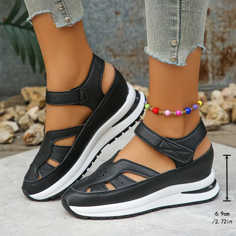 Delisara — Leder-Sandalen mit Hohlabsatz