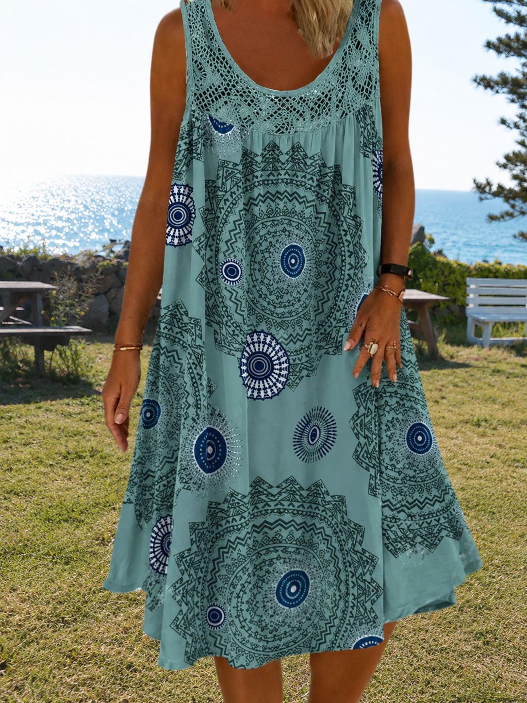 Isolde — Bedrucktes Ärmelloses Sommerkleid