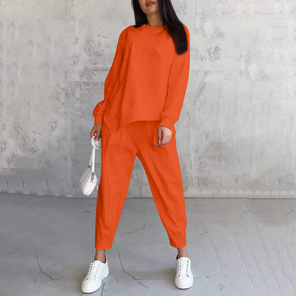 Noemi — Asymmetrisches Saum Sweatshirt & Hose Lounge Set