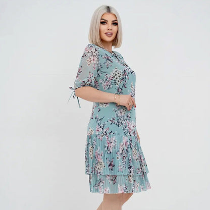 Vivalise — Plissiertes Elegantes Kleid mit Langen Ärmeln