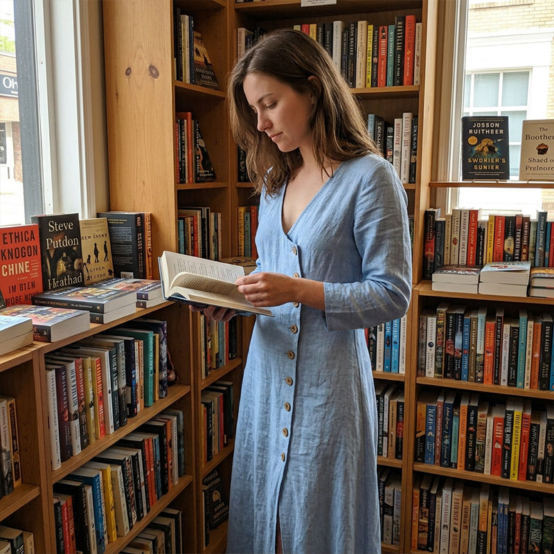 Linaverre — Vintage-Hemdblusenkleid mit langen Ärmeln