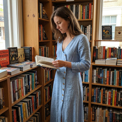 Linaverre — Vintage-Hemdblusenkleid mit langen Ärmeln