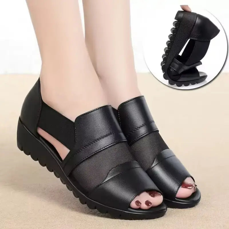 Adélise — Weiche Leder-Plateausandalen