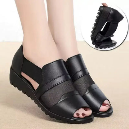 Adélise — Weiche Leder-Plateausandalen