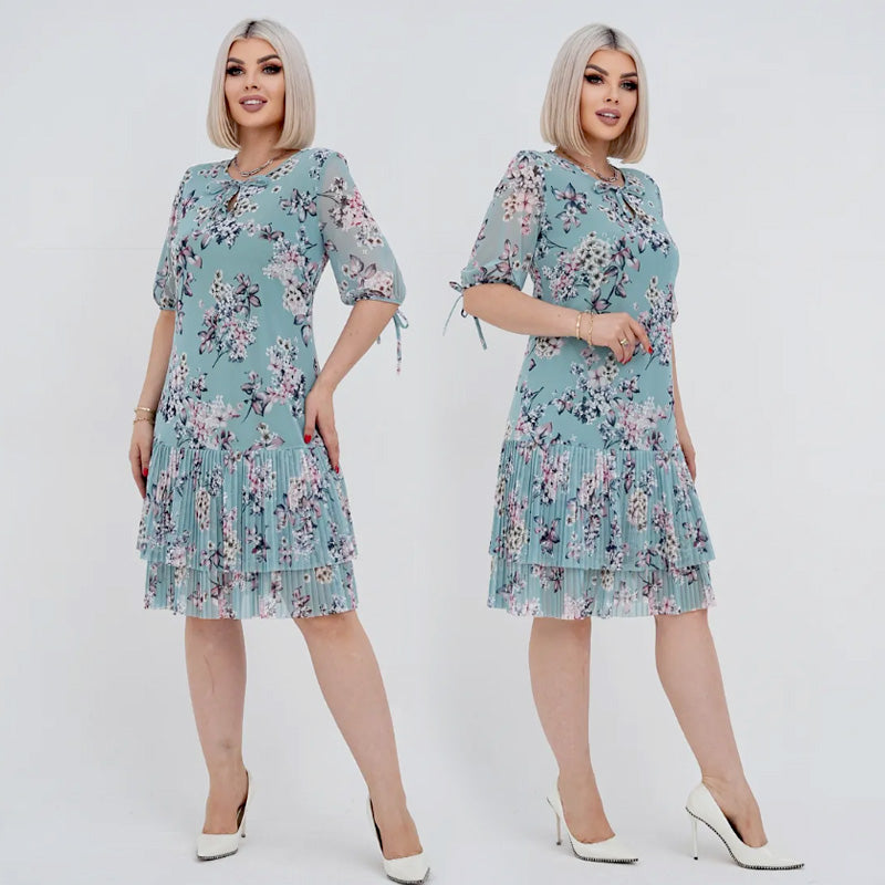 Vivalise — Plissiertes Elegantes Kleid mit Langen Ärmeln