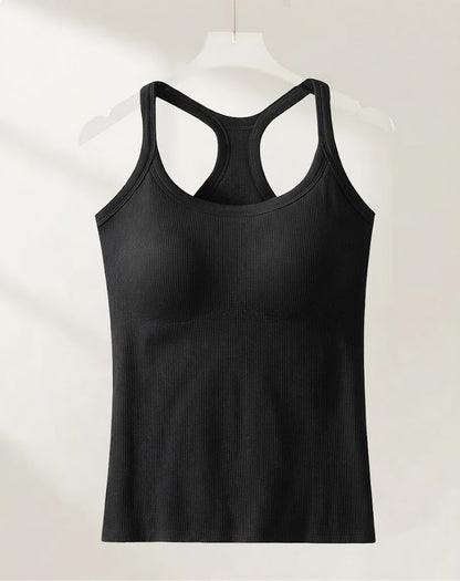Shaine — Geripptes Unifarbenes Top mit eingebautem BH